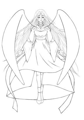 Unfinished Angel Girl for KoD [Fullbody] Lineart